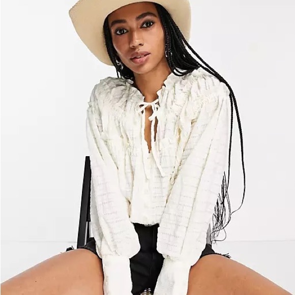 𝓯𝓹 Free People ~ Hailey Blouse in Ivory - Picture 12 of 13